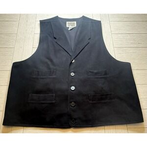 FRONTIER CLASSICS Old West Cowboy Gunfighter Black Vest W/ Adjustable Back Sz XL
